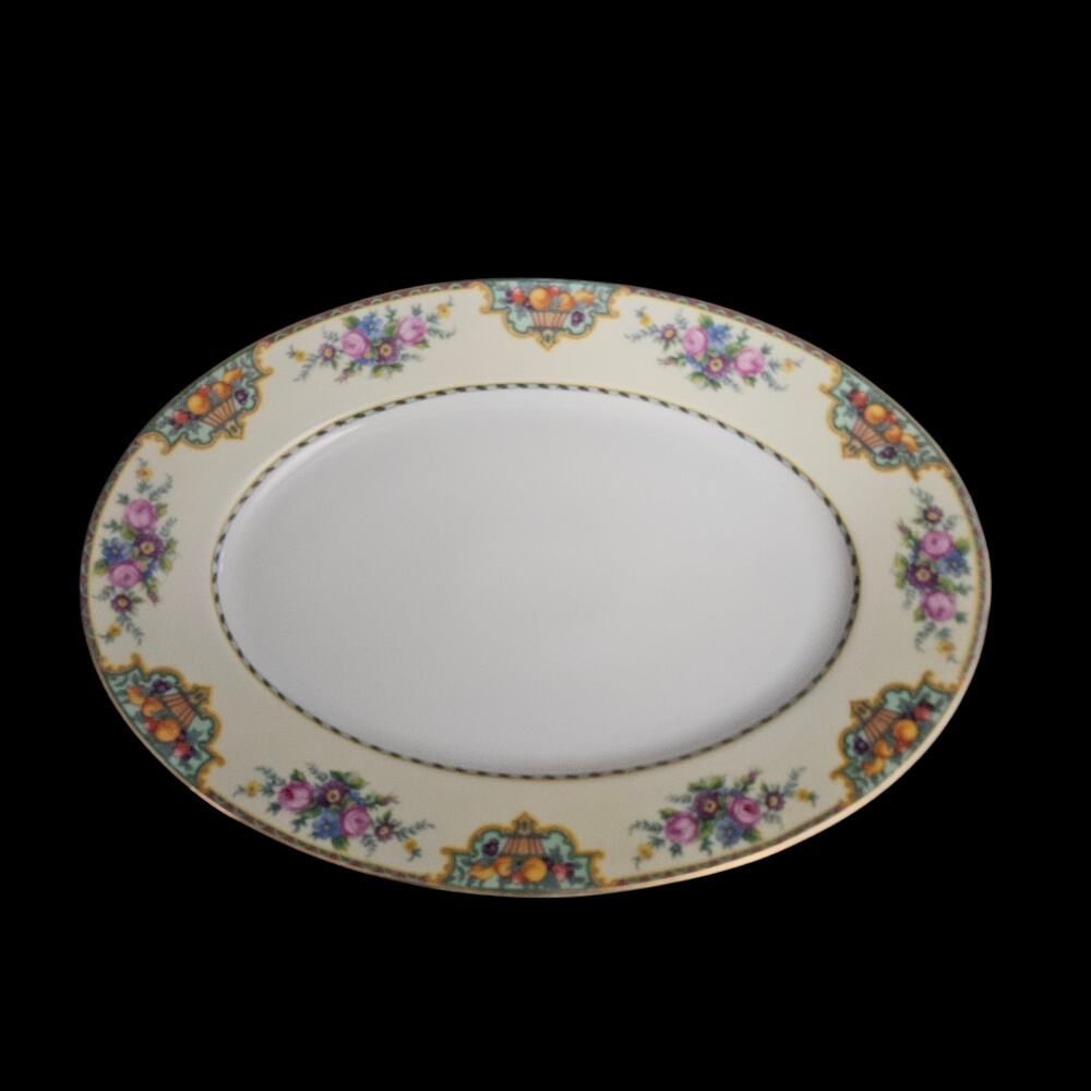 KPM Germany Beverly Oval Serving Platter Floral Fruit Border Vintage Porcelain